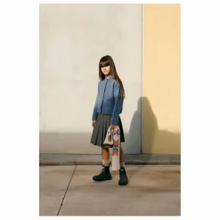Jupe Midi Carreaux Laine | Gris