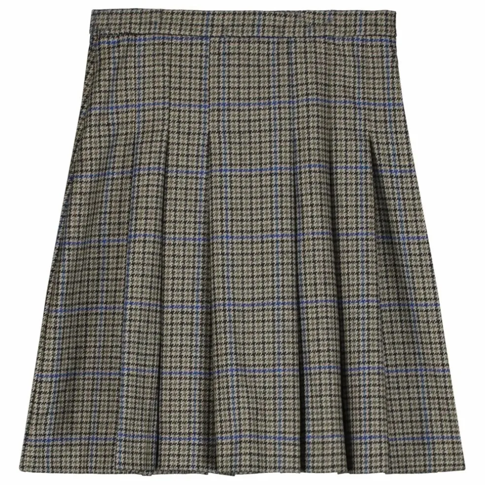 Jupe Midi Carreaux Laine | Gris