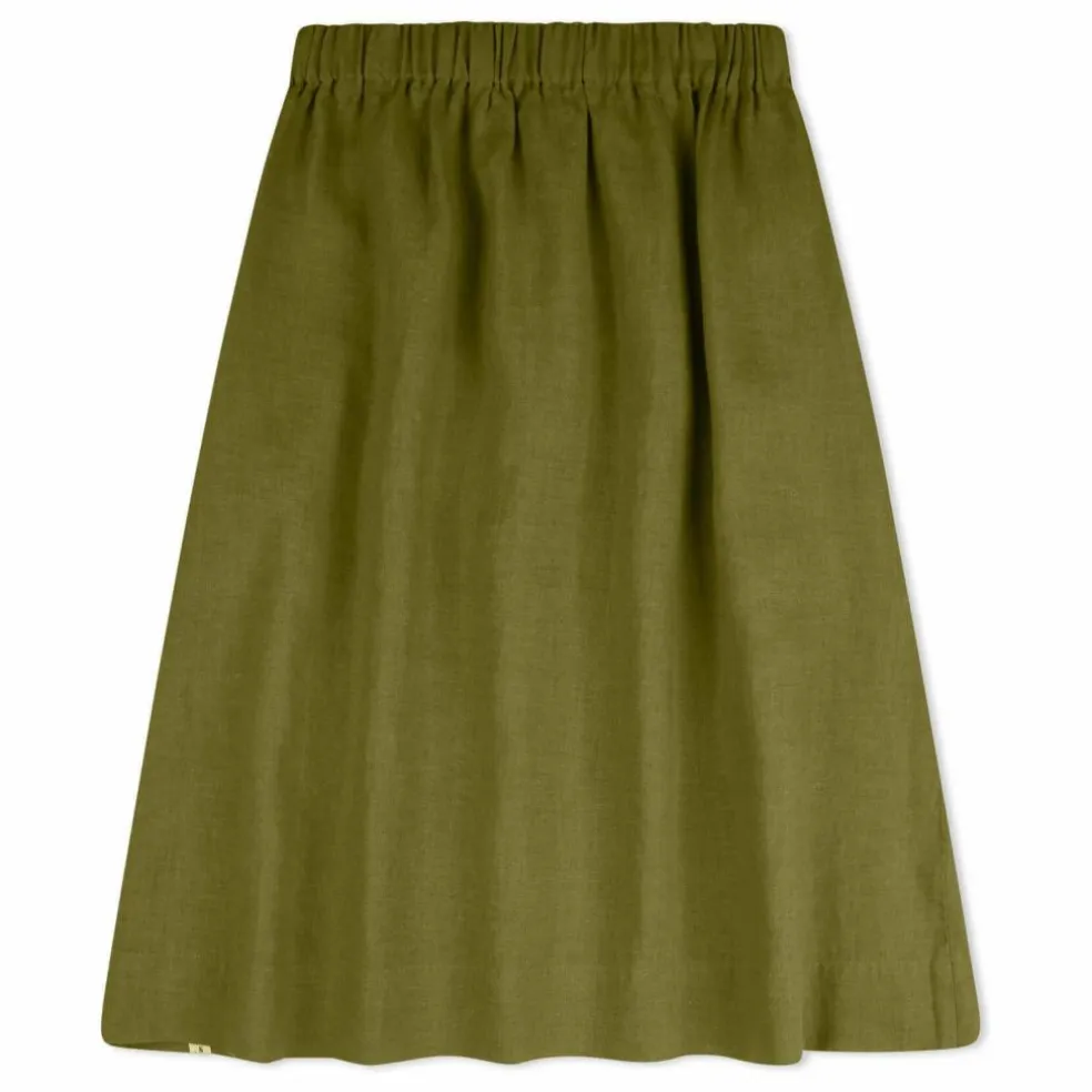 Jupe Midi Lin | Vert olive