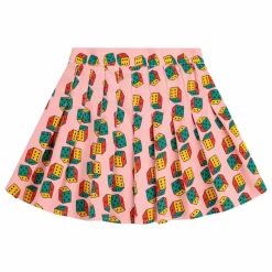 Jupe Plissée Velours Côtelé Coton Bio | Rose