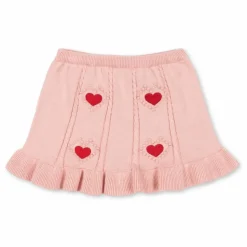 Jupe Soleil Coeurs Maille Coton Bio | Rose pâle