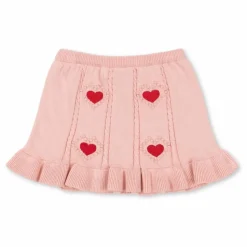 Jupe Soleil Coeurs Maille Coton Bio | Rose pâle