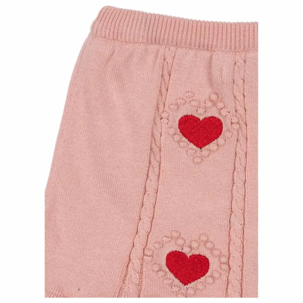 Jupe Soleil Coeurs Maille Coton Bio | Rose pâle
