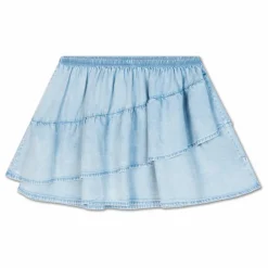 Jupe Volants Tencel | Denim clair