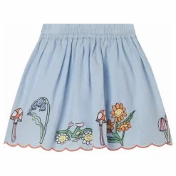 Jupes Fleurs Lin | Bleu ciel