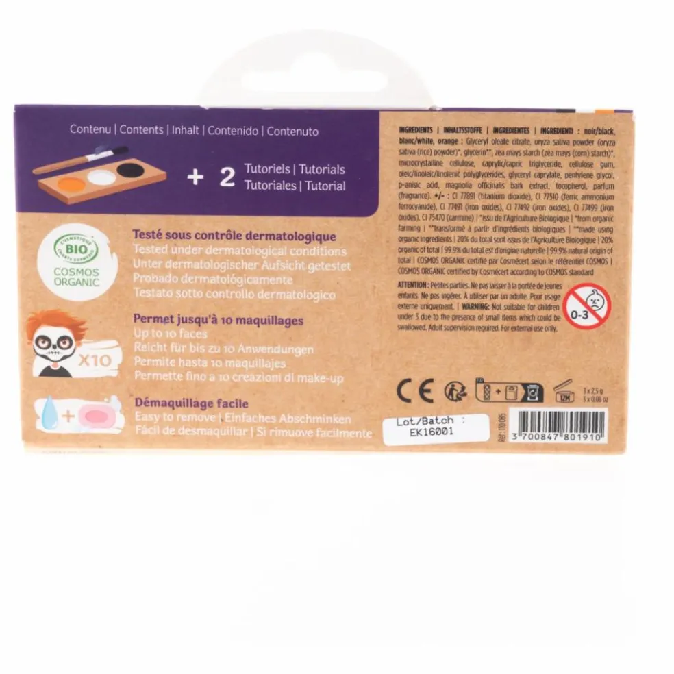Kit de maquillage 3 fards Citrouille & Squelette | Orange