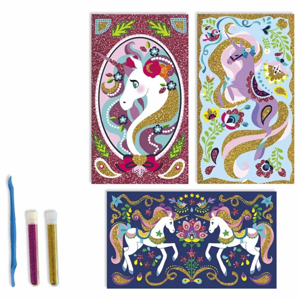 Kit pour dessins pailletés Licornes - Janod x Hachette