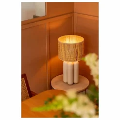 Lampe à poser abat-jour en raphia Charlotte | Crème