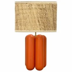 Lampe à poser abat-jour en raphia Charlotte | Corail