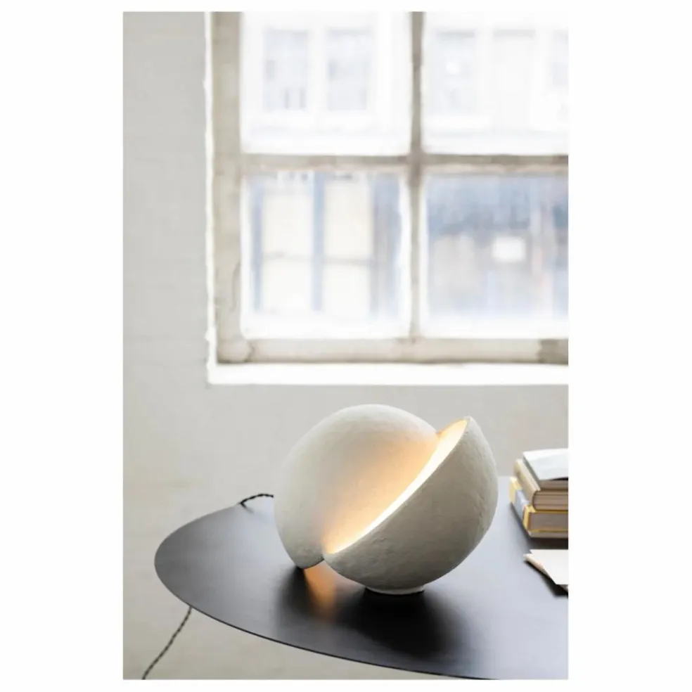 Lampe à poser Earth ronde en papier maché | Blanc