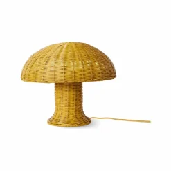 Lampe à poser en osier | Jaune moutarde