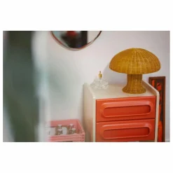 Lampe à poser en osier | Jaune moutarde
