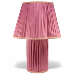 Lampe à poser en soie Myra | Rose fuschia