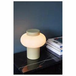 Lampe à poser en verre et métal | Jaune pâle