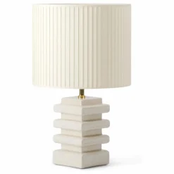 Lampe à poser Marta céramique craquemé et coton plissé | Crème
