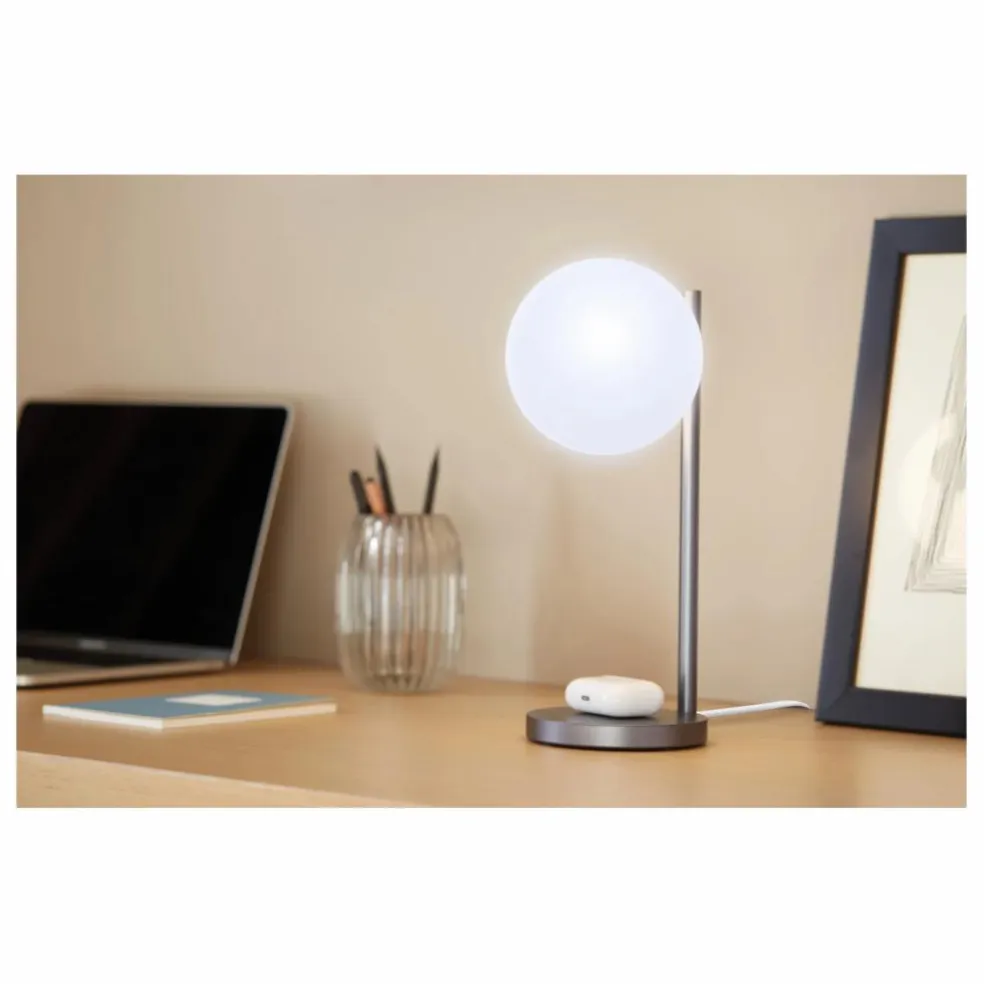 Lampe de bureau LED et support de chargement Bubble | Gris métal