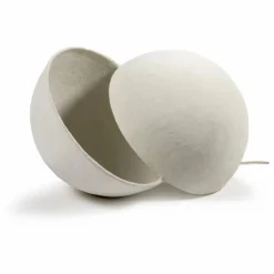 Lampe Earth ronde en papier maché | Blanc