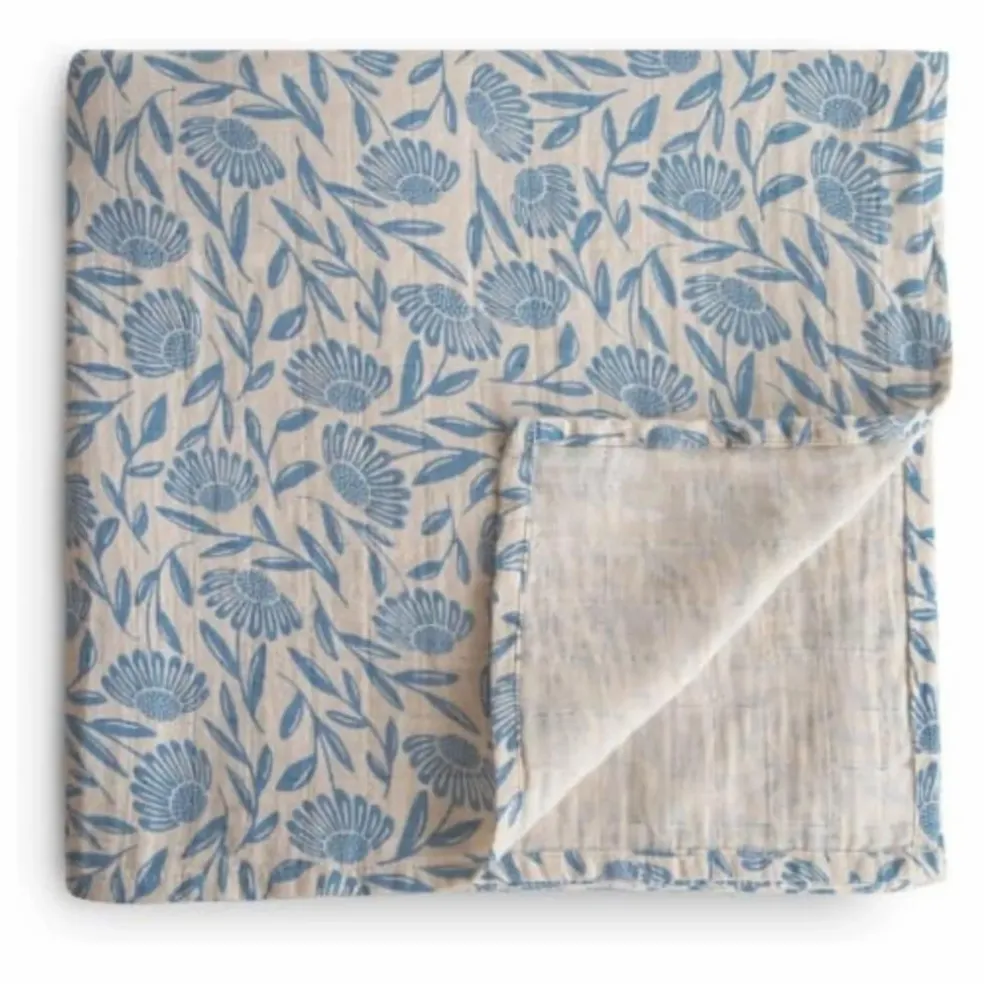 Lange d'emmaillotage Blue Flowers | Bleu