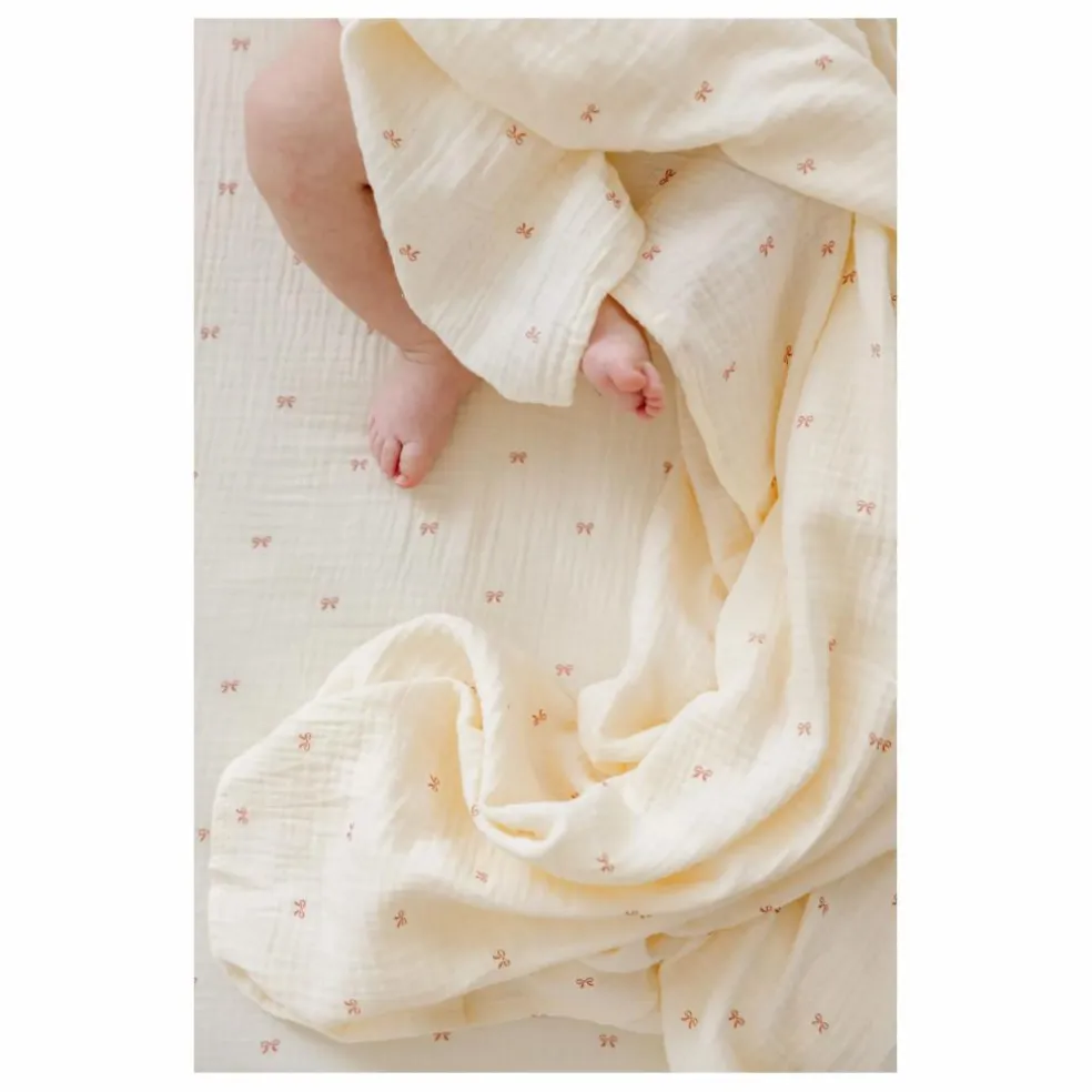 Lange d'emmaillotage Ribbon en coton bio | Ecru