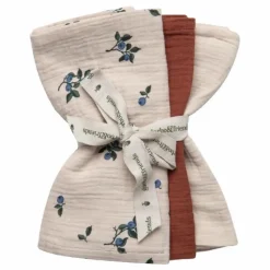 Langes Blueberry en mousseline de coton - Set de 3 | Ivoire