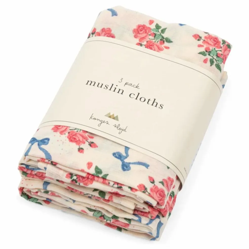 Langes en coton bio Bella Rosita - Set de 3 | Rose
