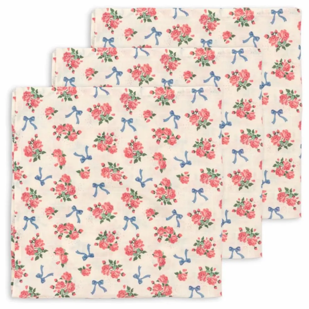 Langes en coton bio Bella Rosita - Set de 3 | Rose