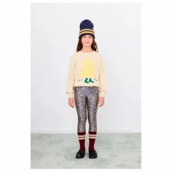Legging Brillant Fleuri | Bleu marine