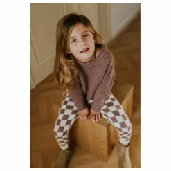 Legging Carreaux Coton Bio | Mauve