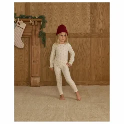 Legging Côtelé Fleuri | Ecru