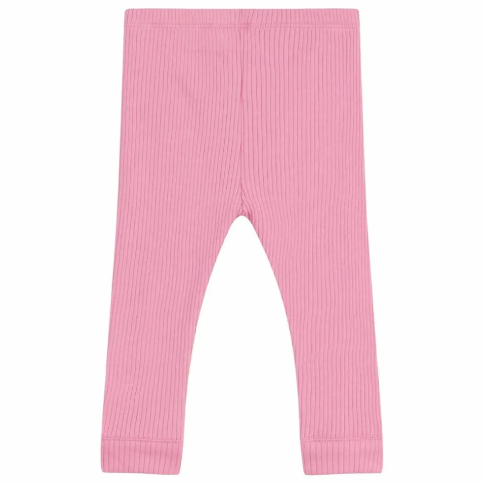 Legging Côtelé Logo Coton Bio | Rose bonbon