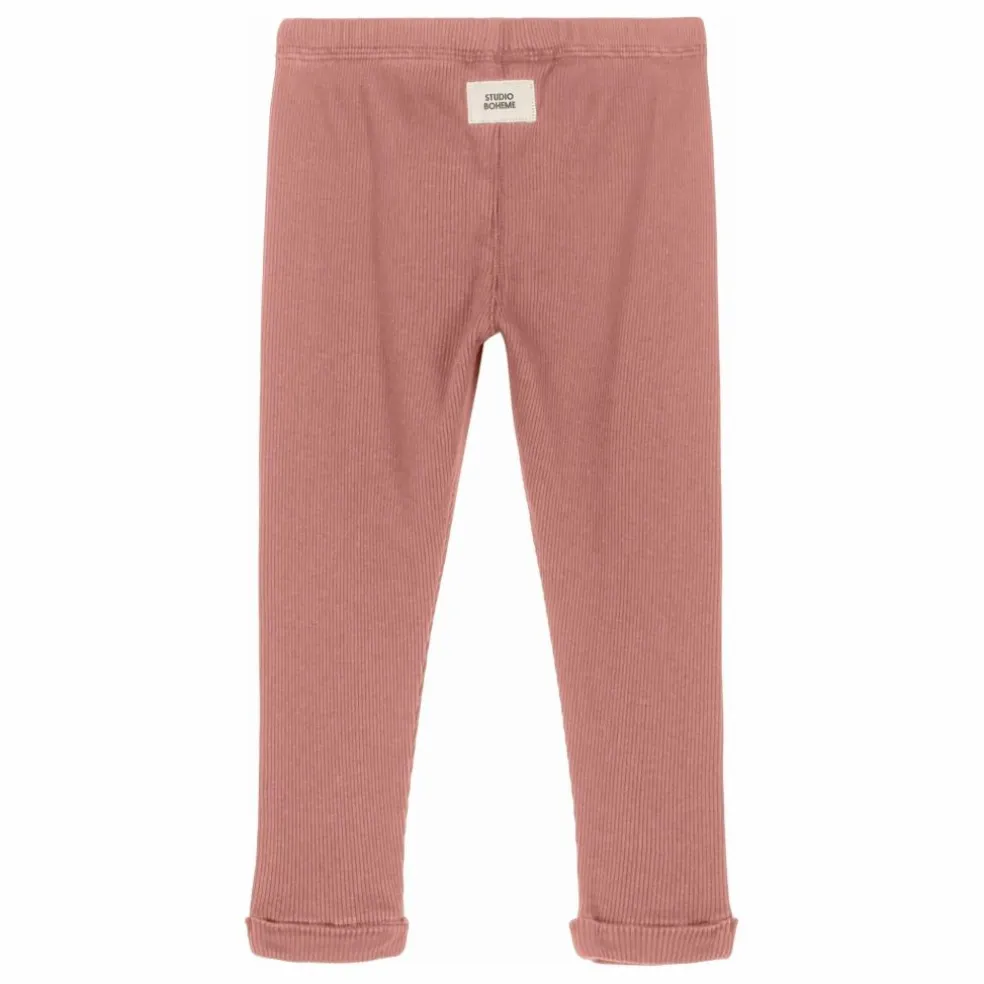 Legging Côtelé Rom-Pom Coton Bio | Rose