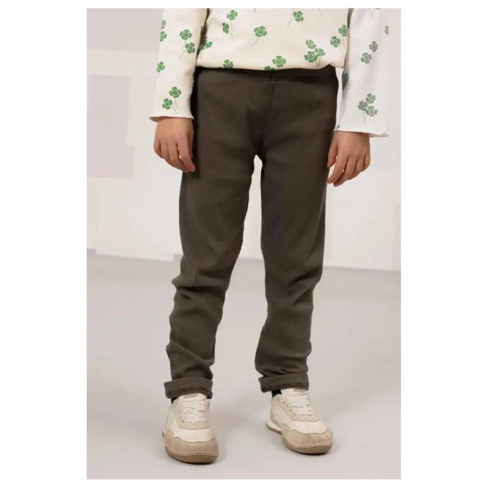 Legging Côtelé Rom-Pom Coton Bio | Taupe