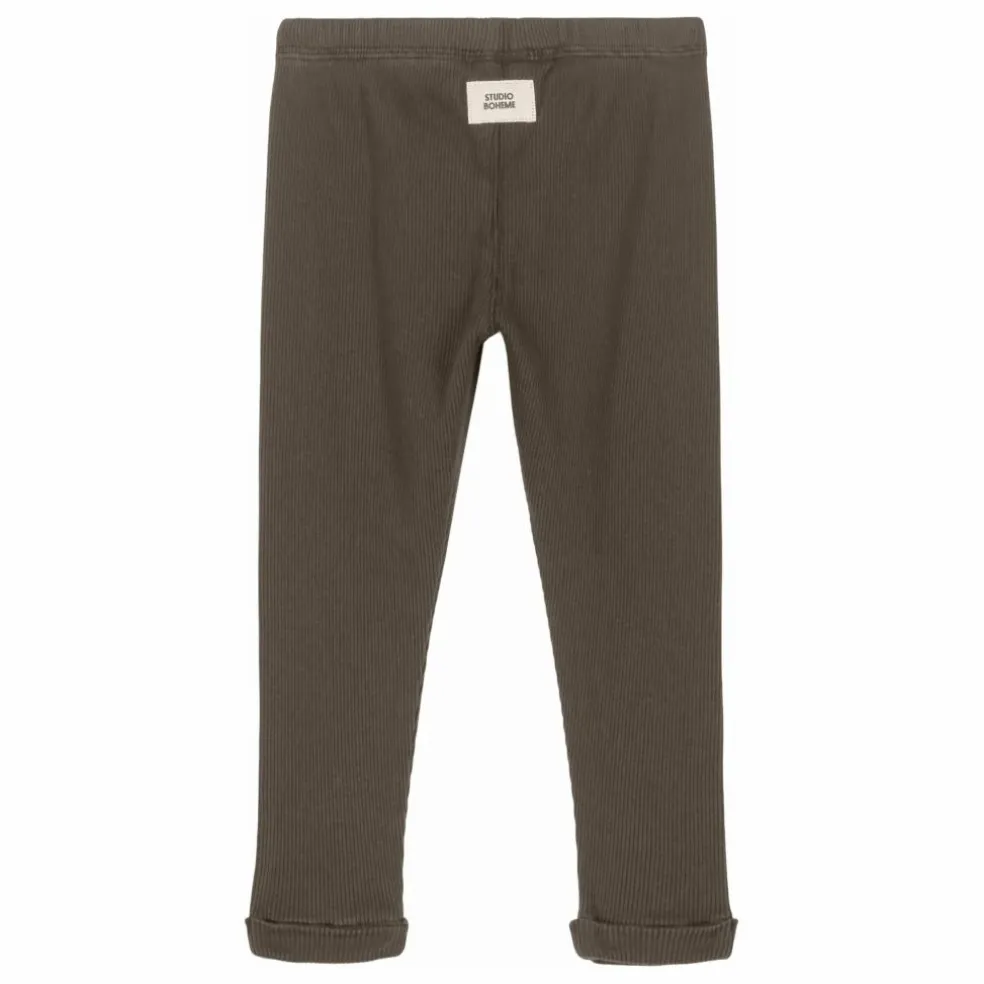 Legging Côtelé Rom-Pom Coton Bio | Taupe