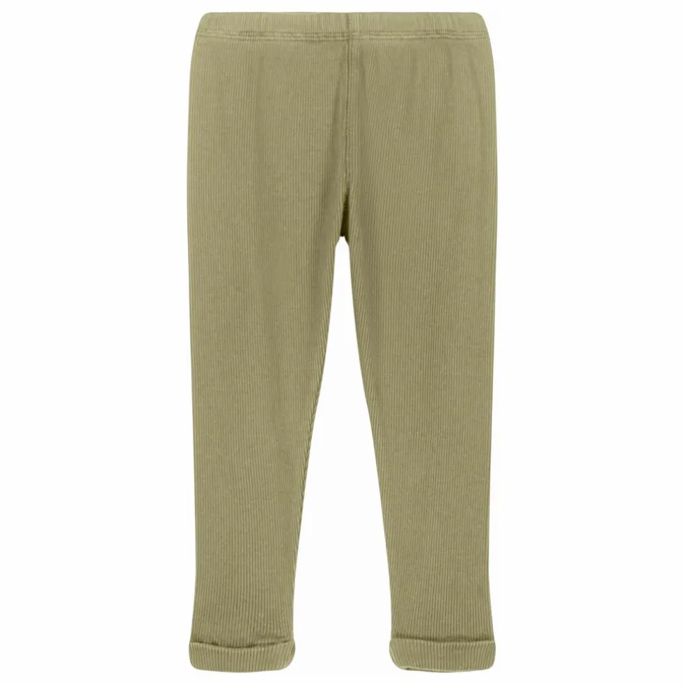 Legging Côtelé Rom-Pom Coton Bio | Vert kaki clair