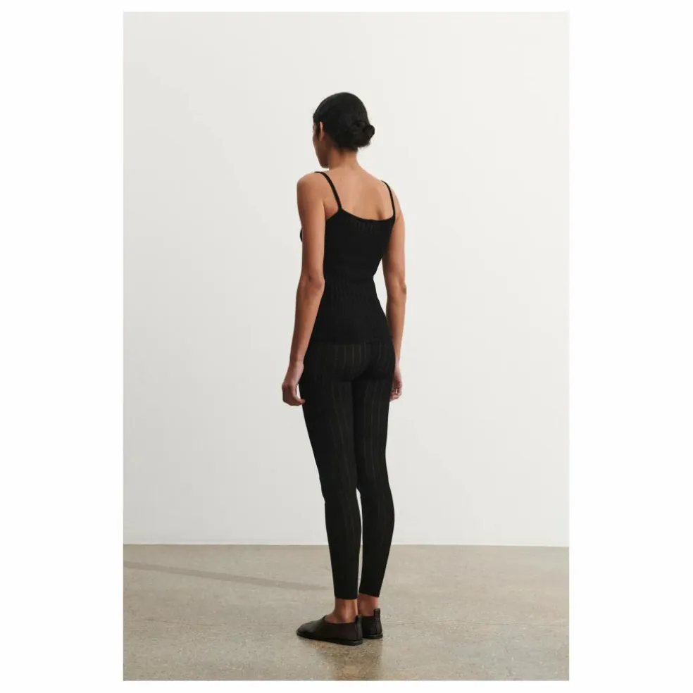 Legging Pointelle Laine Mérinos - Collection Femme | Noir