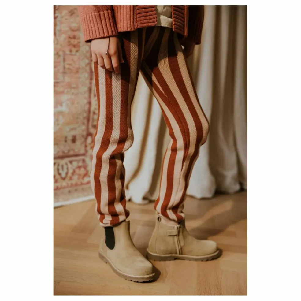 Legging Rayures Coton Bio | Caramel