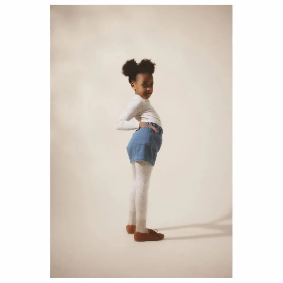 Legging Stretch Fleuri Coton Bio | Bleu pâle