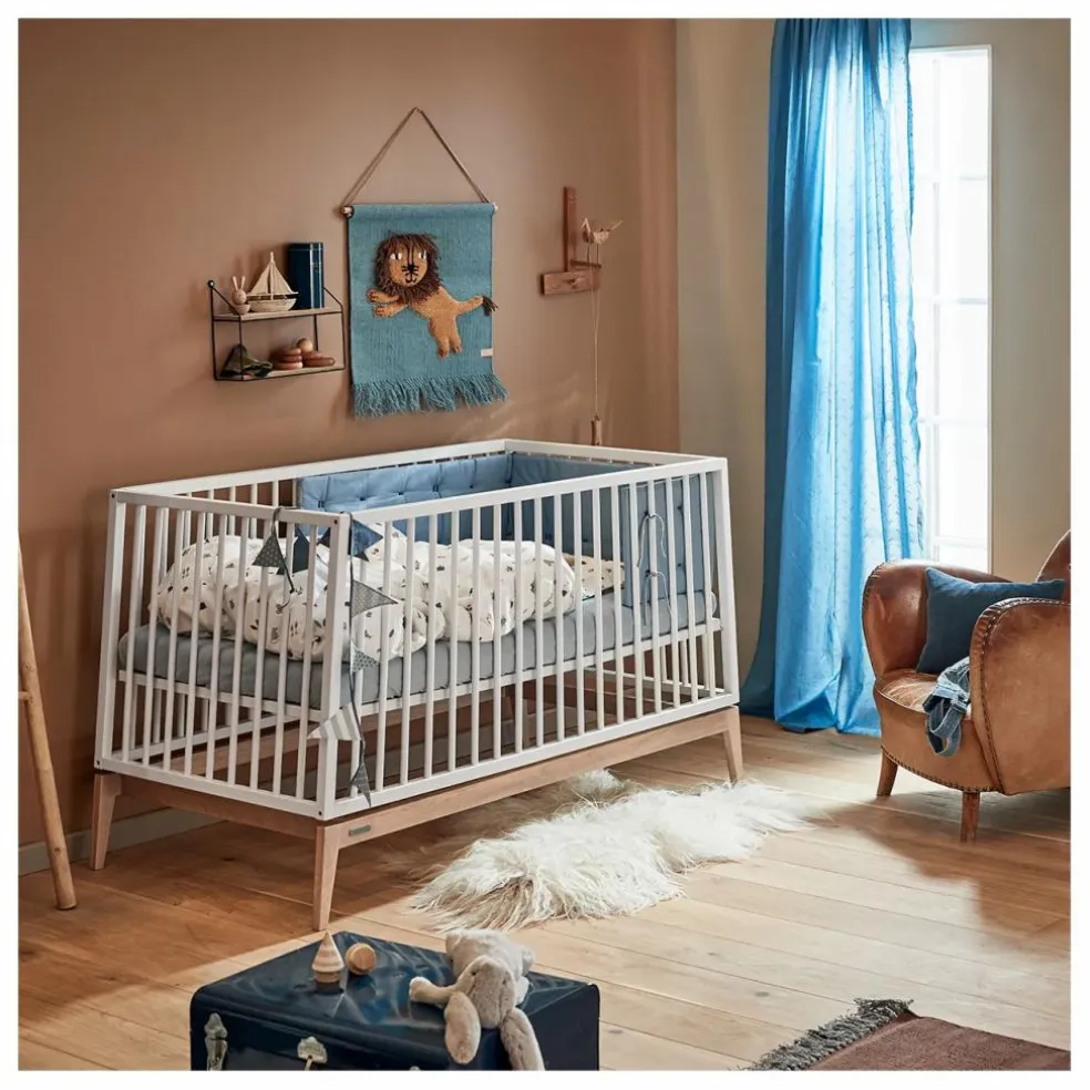 Lit bébé évolutif Luna chêne | Blanc