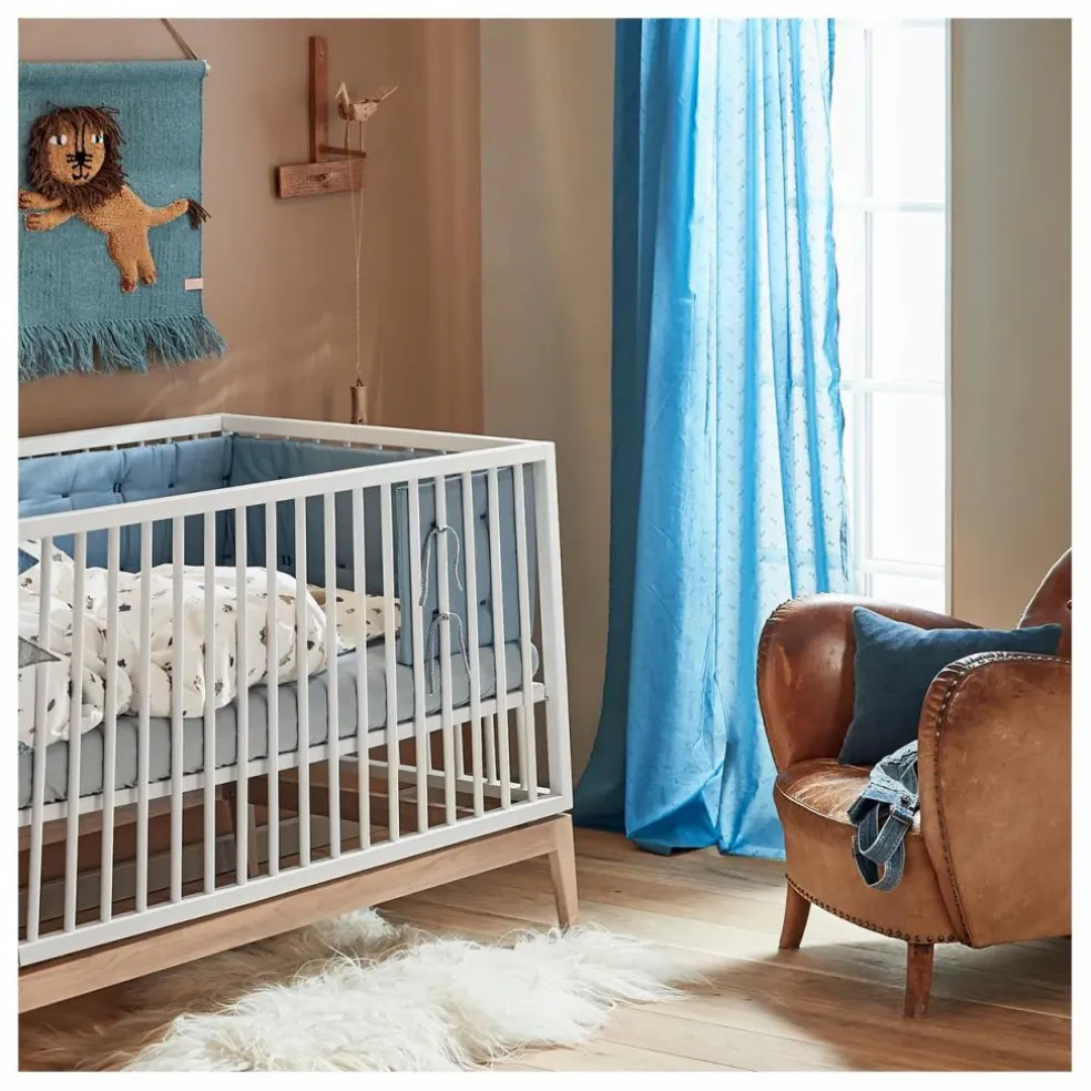 Lit bébé évolutif Luna chêne | Blanc