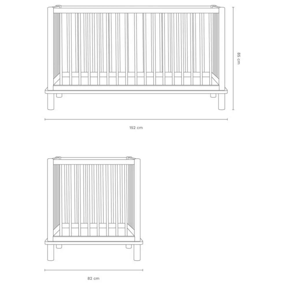 Lit bébé évolutif 70x140 Latitude et extension lit junior | Chêne