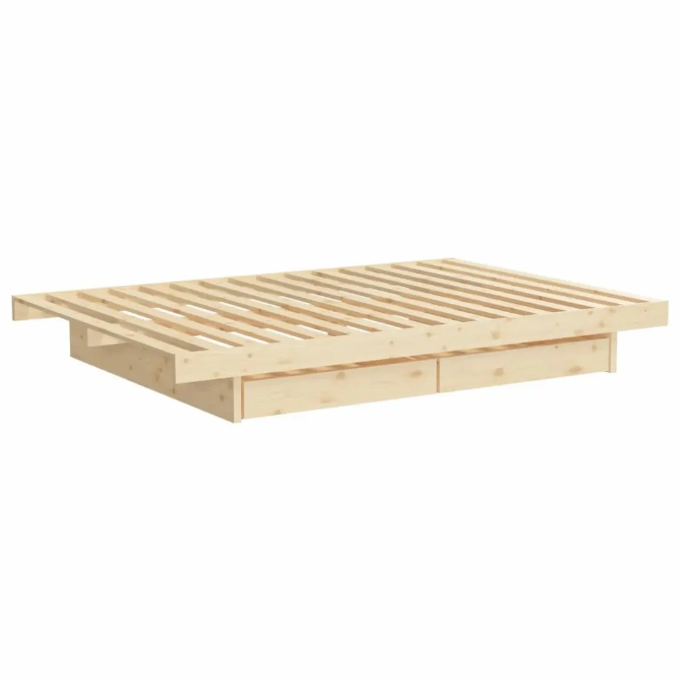 Lit Kanso en bois avec tiroirs