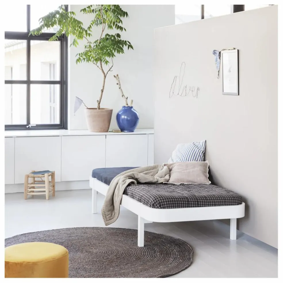Lit Wood Lounger 90x200 cm en chêne | Blanc