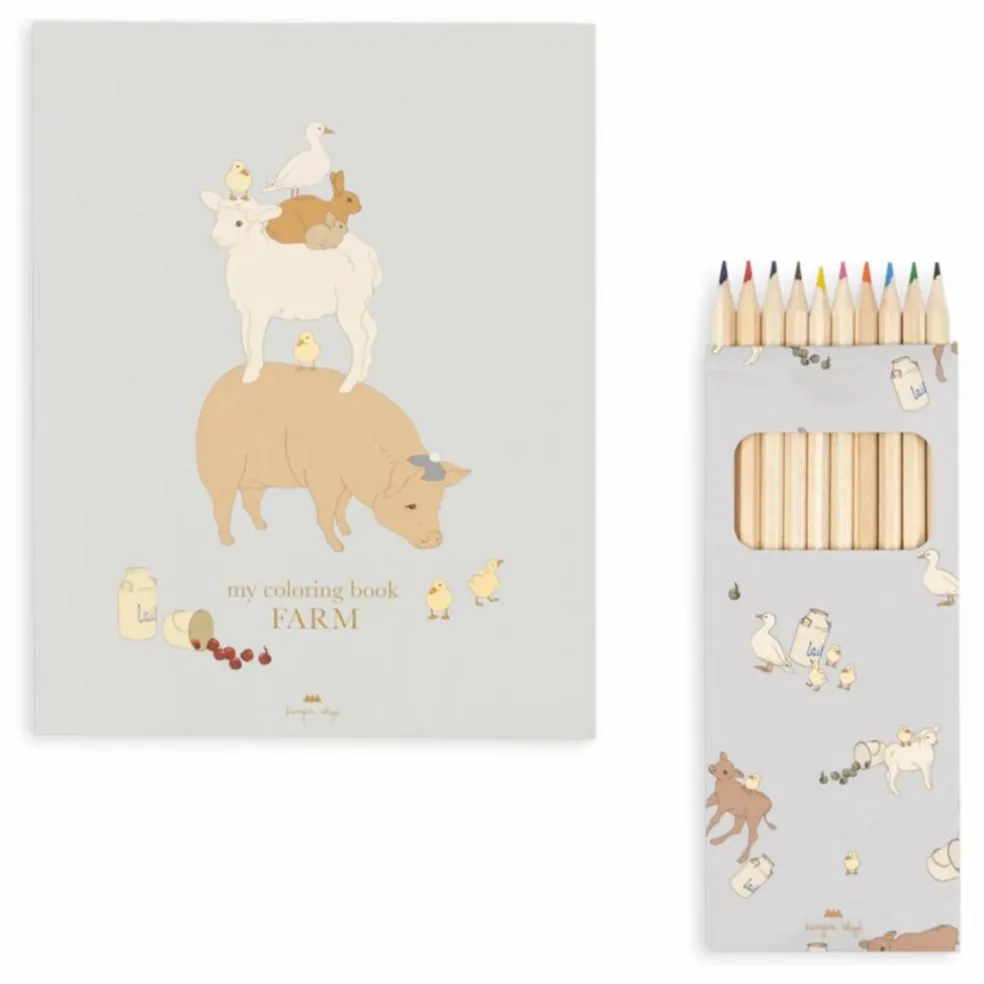 Livre de coloriage et crayons de couleurs Farm | Bleu