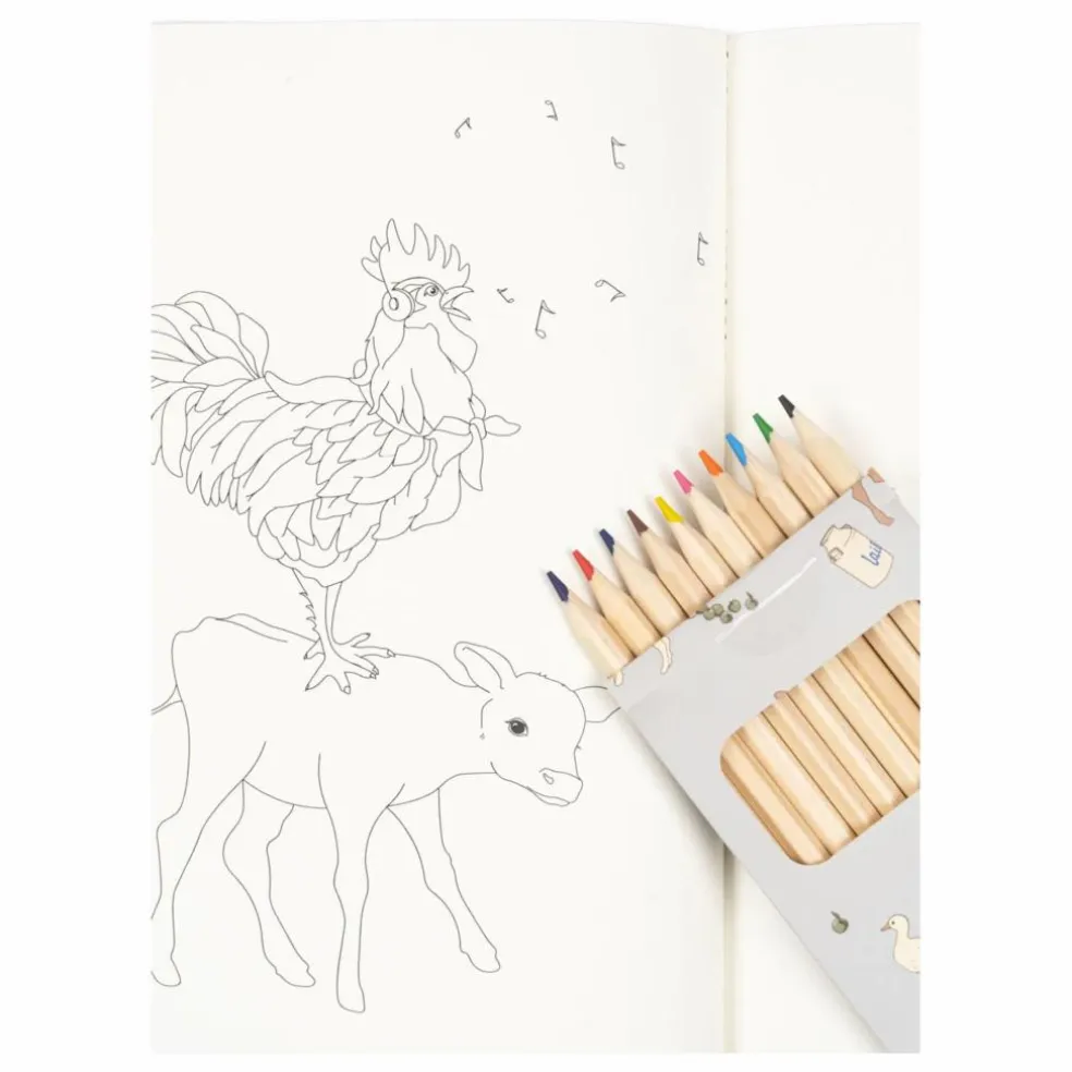 Livre de coloriage et crayons de couleurs Farm | Bleu