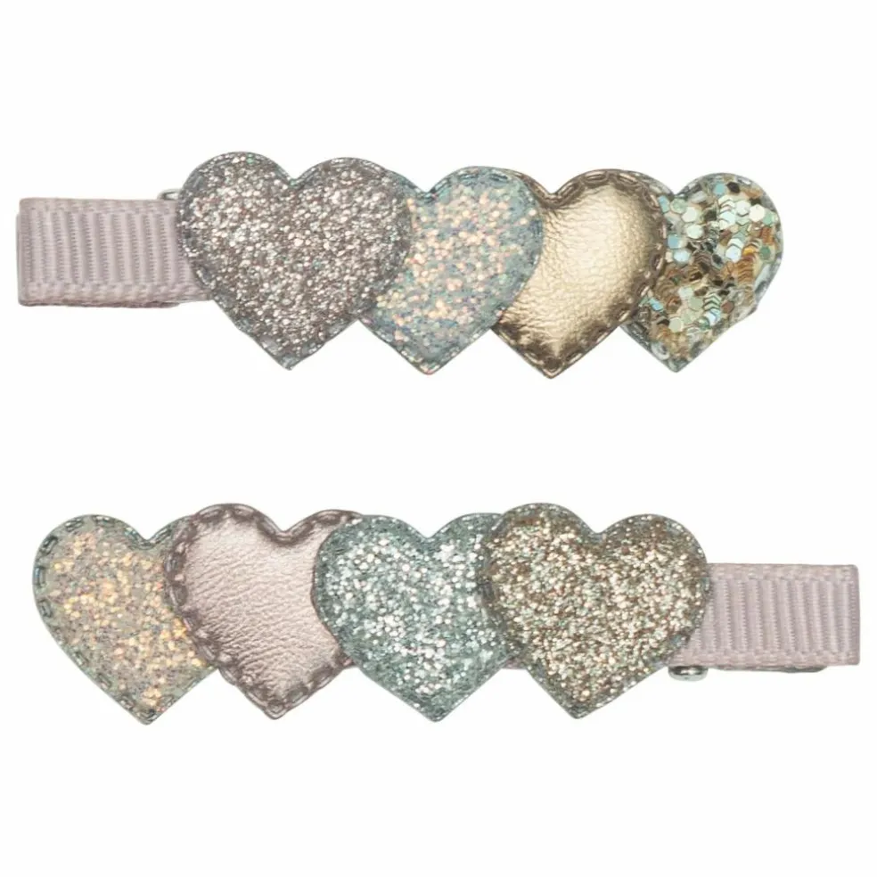 Lot 2 Barrettes Cœurs | Rose pâle