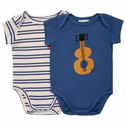 Lot 2 Bodies Coton Bio Guitare | Bleu