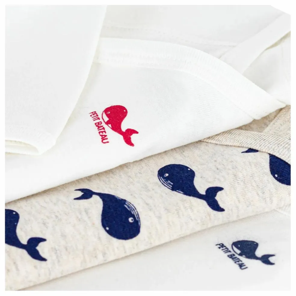 Lot 3 Bodies Croisés Baleines Coton Bio | Blanc