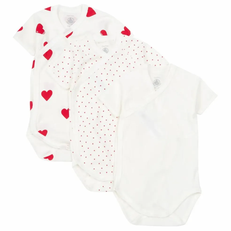 Lot 3 Bodies Cœurs Coton Bio | Rouge