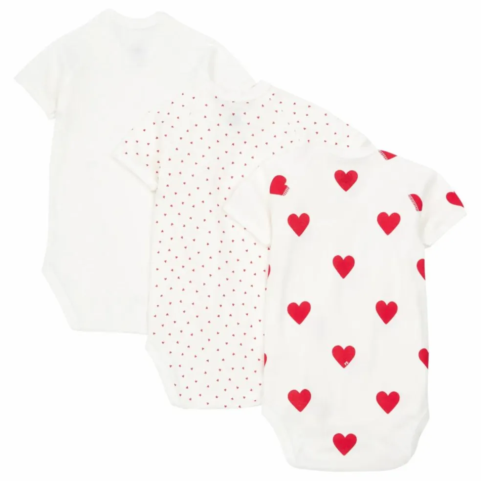 Lot 3 Bodies Cœurs Coton Bio | Rouge