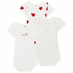 Lot 3 Bodies Cœurs Coton Bio | Rouge